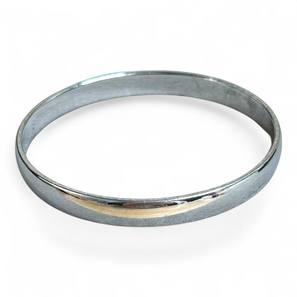 Vintage Monet Shiny Mirrored Silver Tone Bangle Bracelet